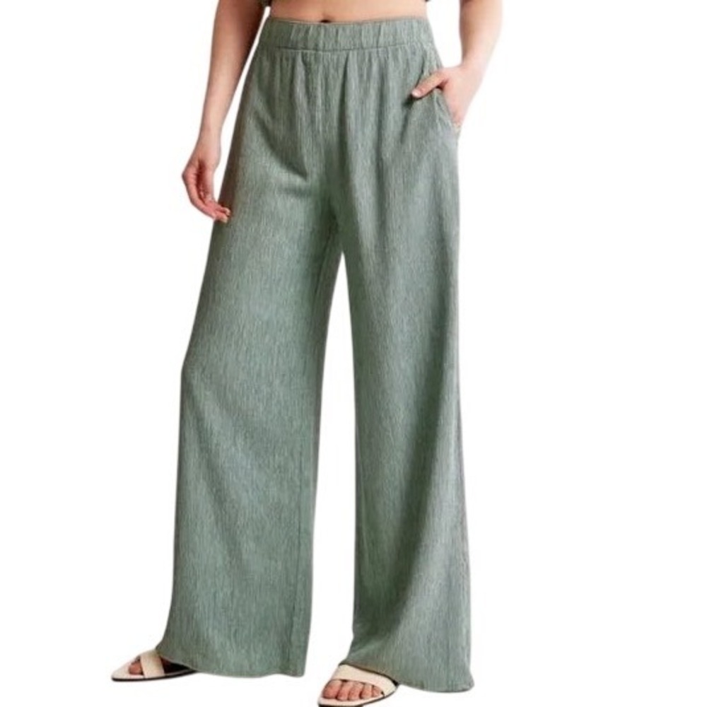 Abercrombie & Fitch Women's Wide Leg Pull On Pants Sage Green Size Small - Picture 1 of 7